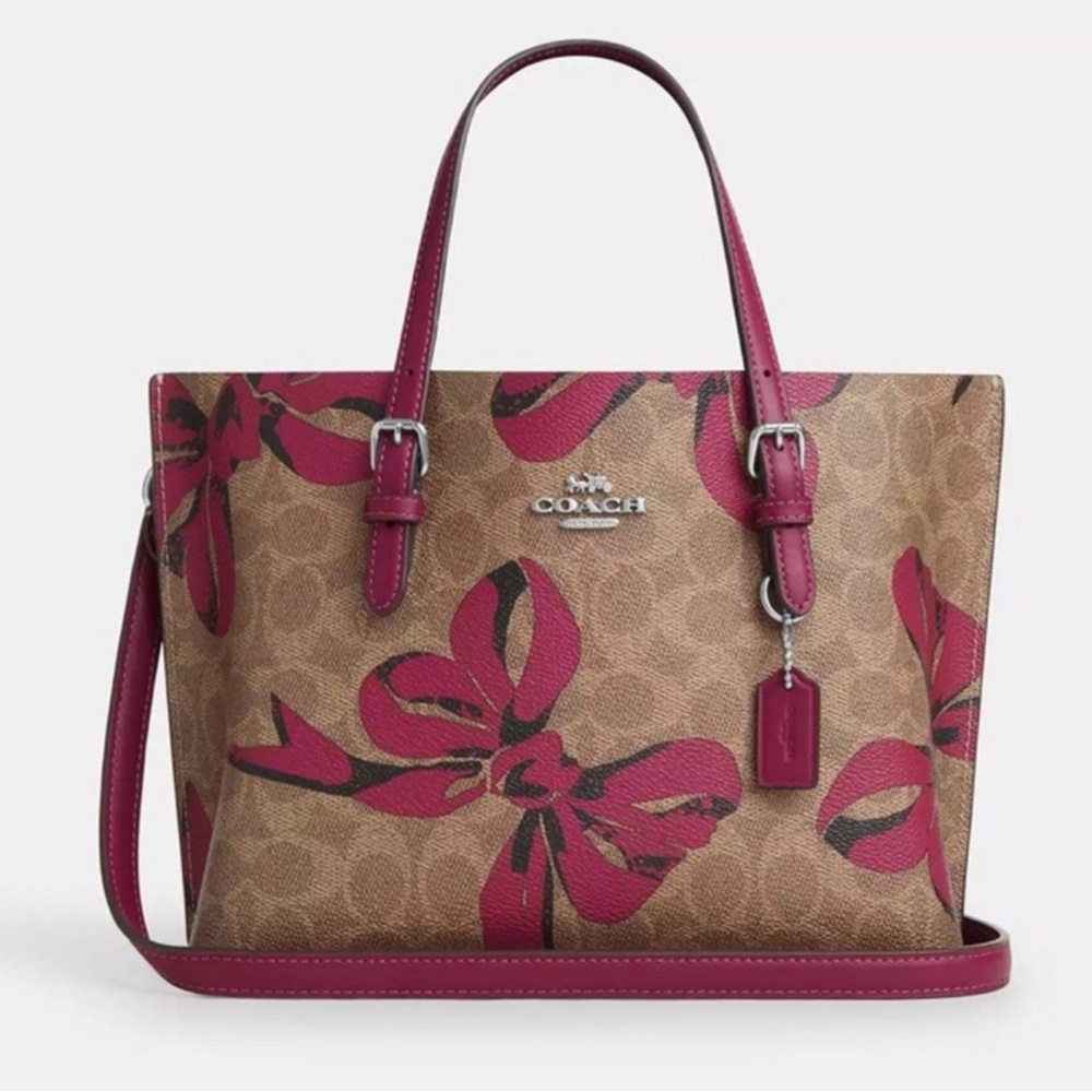 NWT Coach Mollie Tote Bag 25 In Signature Canvas With Bow Print